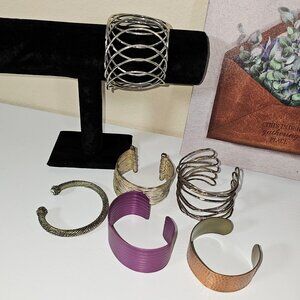 Assorted Lot of Metal Cuff Bracelets, Vintage to Modern
